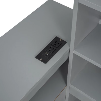 GDFStudio Oswald 4pcs Full Size Wooden Bedroom Furniture Sets With Shelves, Nightstand, Drawers And USB Ports 5 GDFStudio Oswald 4pcs Full Size Wooden Bedroom Furniture Sets With Shelves, Nightstand, Drawers And USB Ports - Image 3