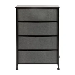 Emma And Oliver 4 Drawer Vertical Slim Storage Dresser-Wood Top & Fabric Pull Drawers -Nexera Furniture Store GUEST 266fad51 c014 4f68 bee6 aa09e96a367e