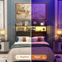 Aheaplus Storage Headboard With Led Lights & Charging Station -Nexera Furniture Store GUEST 26789703 802c 4ddd 92cc 38ae91ee0906