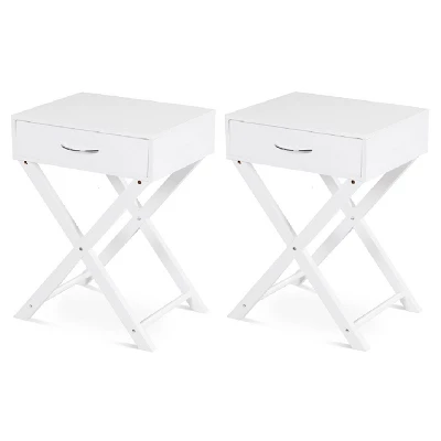 Tangkula 2PCS Modern Versatile Nightstand X-shape Wooden End Table With Drawer Accent Side Table For Bedroom Black/White 13 Tangkula 2PCS Modern Versatile Nightstand X-shape Wooden End Table With Drawer Accent Side Table For Bedroom Black/White - Image 11
