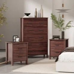 3pc Olimont Contemporary Dresser And Nightstand Set Walnut - Christopher Knight Home -Nexera Furniture Store GUEST 27d00186 ce46 4319 94b2 d6e74fea92b6