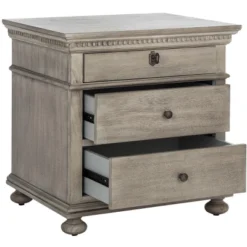 Allisyn 3-Drawer Wood Nighstand W/ Lockable Top Drawer - SFV7706 - Light Grey - Safavieh Couture -Nexera Furniture Store GUEST 280b6540 1325 46bd 9429 d63b10c80867