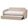 Parkson Modern And Contemporary Linen Fabric Curved Notched Corners Sofa Daybed With Roll - Out Trundle Guest Bed - Twin - Baxton Studio -Nexera Furniture Store GUEST 2841742f add2 4198 aea8 c4096d0682ee