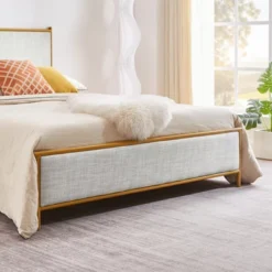 Classic Upholstered Platform Bed With Metal Frame And Solid Wood Ribs, Light Gray-ModernLuxe -Nexera Furniture Store GUEST 28986b48 dcad 4020 9ff2 c167986ac5b8