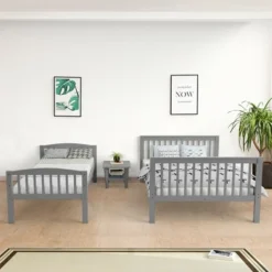 Costway Twin Over Full Bunk Bed Rubber Wood Convertible With Ladder Guardrail 16 Costway Twin Over Full Bunk Bed Rubber Wood Convertible With Ladder Guardrail -Nexera Furniture Store GUEST 2979f391 5641 495c a9a1 2f595959bd37