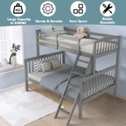 Costway Twin Over Full Bunk Bed Rubber Wood Convertible With Ladder Guardrail 18 Costway Twin Over Full Bunk Bed Rubber Wood Convertible With Ladder Guardrail -Nexera Furniture Store GUEST 29cd208f 7499 4cd6 a473 2c6e3d03132f