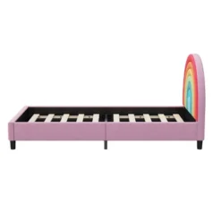 Twin Size Upholstered Platform Bed With Rainbow Design Headboard, Cute Style Princess Bed For Boys & Girls, Teens, Colorful & Pink-ModernLuxe -Nexera Furniture Store GUEST 2a187f60 0f1a 4c3b ad93 b8f96046d760