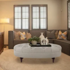 Jennifer Taylor Home Petra Tufted Oval Accent Bench, Taupe Polyester -Nexera Furniture Store GUEST 2ab5d973 da75 411e b711 52dfbe16b3b0