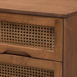 Barrett Wood And Synthetic Rattan 2 Drawer Nightstand Walnut Brown - Baxton Studio -Nexera Furniture Store GUEST 2af8a446 a6ca 4465 974b 7f1611b9665d