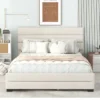 Queen Size Upholstered Platform Bed With Twin Size Trundle Bed And Two Drawers-ModernLuxe