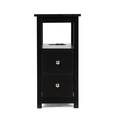 Resenkos End Table With Charging Station, Narrow Sofa Side Table, Wooden Nightstand, Bedroom Living Room Furniture, Black, Small Night Stands 12 Resenkos End Table With Charging Station, Narrow Sofa Side Table, Wooden Nightstand, Bedroom Living Room Furniture, Black, Small Night Stands - Image 10