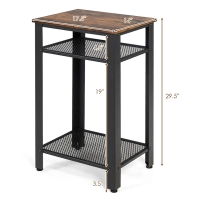 Costway 3-Tier Industrial Tall Nightstand Side End Telephone Table W/ Mesh Shelves 3 Costway 3-Tier Industrial Tall Nightstand Side End Telephone Table W/ Mesh Shelves