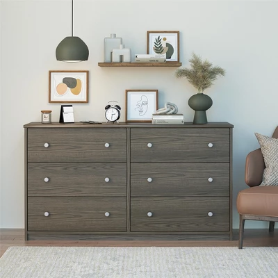 RealRooms Ellison 6 Drawer Wide Dresser, Medium Brown 3 RealRooms Ellison 6 Drawer Wide Dresser, Medium Brown