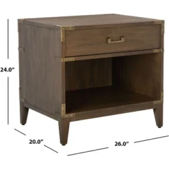 Nisha 1-Drawer Wood Nightstand - SFV7707 - Brown - Safavieh Couture -Nexera Furniture Store GUEST 2c3f33e5 d8ea 497f 956e 22bb77694fba