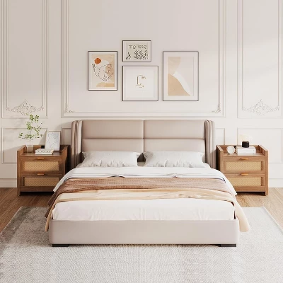 Nightstands Set Of 2, Rattan Night Stand, Bedside Tables With 2 Drawers, End Tables For Bedroom Living Room And 8 Nightstands Set Of 2, Rattan Night Stand, Bedside Tables With 2 Drawers, End Tables For Bedroom Living Room And - Image 6