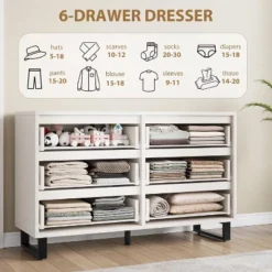 6 Dresser For Bedroom, 47.2" Wide Dresser, Freestanding Vertical Drawer Cabinet With Storage, Wooden Closet Storage Chest For Living Room, Hallway -Nexera Furniture Store GUEST 2f452cfb 7df0 49b5 aed4 de7804bf6577