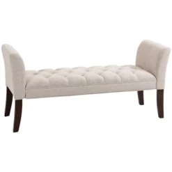 HOMCOM End Of Bed Bench With Button Tufted Design, Upholstered Bench With Arms And Solid Wood Legs For Bedroom -Nexera Furniture Store GUEST 2f643f61 4302 4dcb a1da 153263cd8445