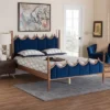 Baxton Studio Queen Calgary Velvet Fabric And Wood Platform Bed Royal Blue/Walnut Brown -Nexera Furniture Store GUEST 30022eb7 2640 44ab a3ff 71fb1b24f6ea
