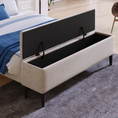 Queen Size Upholstered Wood Storage Platform Bed Frame With Storage Ottoman Bench-ModernLuxe 10 Queen Size Upholstered Wood Storage Platform Bed Frame With Storage Ottoman Bench-ModernLuxe - Image 8