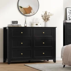 Large 6 Drawer Dresser With Deep Drawers & Metal Knobs, Modern Wooden Double Chests Of Drawers For Entryway -Nexera Furniture Store GUEST 324a02b5 2ad7 4b3a aa48 d8ba12b1f9cd
