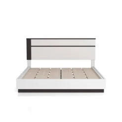 3pc Queen Pape Modern Bed With 2 Nightstands White/Metallic Gray - MiBasics: Contemporary Furniture Set -Nexera Furniture Store GUEST 32c14c4e 869f 47bf 9885 c4a3fc9c1513