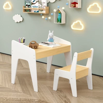 TopComfy Seating Sets Kids Table Set With Chair Modern Design For Kids Room, White, 22.44"*11.81"*22.64" 6 TopComfy Seating Sets Kids Table Set With Chair Modern Design For Kids Room, White, 22.44"*11.81"*22.64" - Image 4