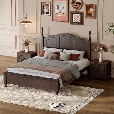 3-Pieces Bedroom Sets,Queen Size Wood Platform Bed, Two Nightstands With 2 Drawers For Each-Cuddlewood 3 3-Pieces Bedroom Sets,Queen Size Wood Platform Bed, Two Nightstands With 2 Drawers For Each-Cuddlewood