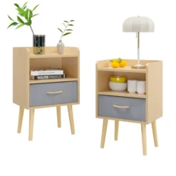 PAGED Night Stand Set 2 Modern Storage End Table Wooden Nightstand With Drawer And 2 Open Shelves For Bedroom 8 PAGED Night Stand Set 2 Modern Storage End Table Wooden Nightstand With Drawer And 2 Open Shelves For Bedroom -Nexera Furniture Store GUEST 35db05d7 4a40 457e 826a 27a963d427a3