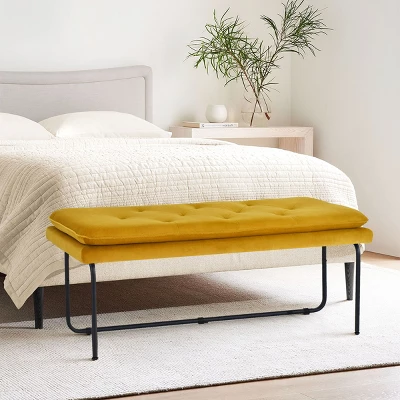 Nano 48" Upholstered Modern Double Layered Cushion Bedroom Bench - The Pop Maison 11 Nano 48" Upholstered Modern Double Layered Cushion Bedroom Bench - The Pop Maison - Image 9