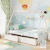 Costway Twin Size House Bed With Roof Safety Guardrail 2 Storage Drawers Wood Slat Support White 1 Costway Twin Size House Bed With Roof Safety Guardrail 2 Storage Drawers Wood Slat Support White -Nexera Furniture Store GUEST 36b0bb17 e876 4481 99ee aca5741c958a