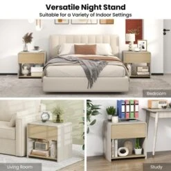 Tangkula 2 PCS Modern Style Nightstand 2-Tier Sofa Side Bedside Table W/ Drawer & Open Shelf -Nexera Furniture Store GUEST 37448431 bd1a 4b63 9fe8 15f3a786ced3