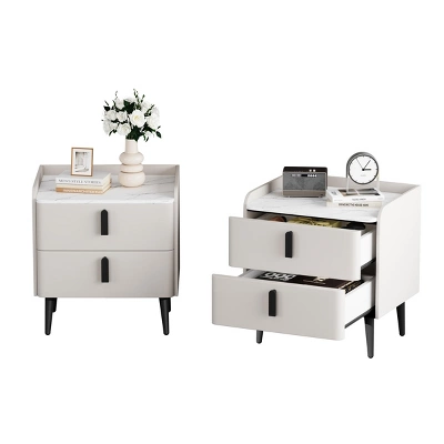 INFURNIC Nightstands Set Of 2 Night Stand With 2 Drawers Marble Pattern Tabletop Modern Design For Bedroom Living Room, White, 19.88"*15.94"*20.16" 3 INFURNIC Nightstands Set Of 2 Night Stand With 2 Drawers Marble Pattern Tabletop Modern Design For Bedroom Living Room, White, 19.88"*15.94"*20.16"