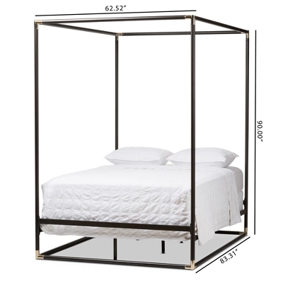 Queen Eva Vintage Industrial Finished Metal Canopy Bed Black - Baxton Studio 6 Queen Eva Vintage Industrial Finished Metal Canopy Bed Black - Baxton Studio - Image 4