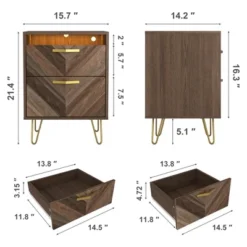 Resenkos Modern Night Stand Set Of 2 With Mobile APP Remote Light, Jointed Wood Grain Bedside Table For Bedroom Rustic -Nexera Furniture Store GUEST 387c75fb 7aec 4157 98b3 d492c2a98e0f