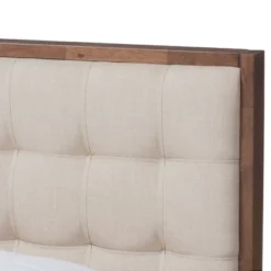 Soloman Mid - Century Modern Fabric And Walnut Finished Wood Platform Bed - Baxton Studio -Nexera Furniture Store GUEST 3bfc1dd4 2ea4 4f86 9e4c d3ab6eedfa19