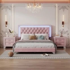 3-Pieces Bedroom Sets, Queen Size Bed With Led Lights, Two Nightstands With 2 Drawers For Each-Cuddlewood -Nexera Furniture Store GUEST 3c05f688 5dce 49d0 81aa ca5396f8d843
