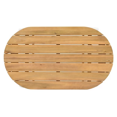 VASIP Set Of 3 Outdoor Chaise Lounge Set - Pool Lounge Chairs With Acacia Side Table For Patio, Lawn, Deck And Beach (Beige White) 10 VASIP Set Of 3 Outdoor Chaise Lounge Set - Pool Lounge Chairs With Acacia Side Table For Patio, Lawn, Deck And Beach (Beige White) - Image 8