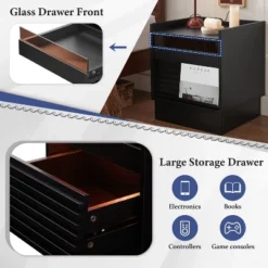 Sapphtopaz Modern Nightstand With Charging Station&LED Large Storage End Table With Drawers&Groove Design Night Stand For Bedroom,Living Room -Nexera Furniture Store GUEST 3d0bbcc5 ebb0 4add 98de 0f50ee41cc23