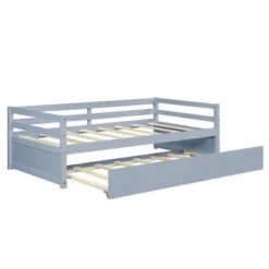 Costway Twin Size Trundle Daybed Wooden Slat Support Mattress Platform For Kids EspressoWhite -Nexera Furniture Store GUEST 3eb318b5 b454 46f8 aef6 add257e9f485