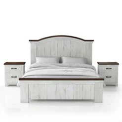 3pc Willow Rustic Bedroom Set With 2 Nightstands Distressed White/Walnut - HOMES: Inside + Out -Nexera Furniture Store GUEST 3f30f2db a4ec 405e a596 3749761e551f
