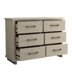 Festivo 3pc Contemporary 6 Drawer Dresser And 3 Drawer Nightstand Set Beige: MDF, Metal Handles, Anti-Tip Safety -Nexera Furniture Store GUEST 3f423500 e9e7 4015 b455 997a9483e981