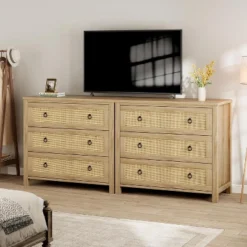 Acekool Drawer Rattan Dresser, Wide Boho Storage Chest With Deep Drawers & Ring Handles For Bedroom, Nursery, Living Room - Natural 15 Acekool Drawer Rattan Dresser, Wide Boho Storage Chest With Deep Drawers & Ring Handles For Bedroom, Nursery, Living Room - Natural -Nexera Furniture Store GUEST 3ffcb0a4 5823 4e46 a187 9b8b074a84f8