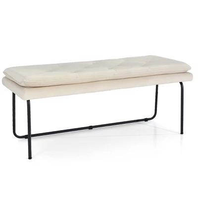 Nano 48" Upholstered Modern Double Layered Cushion Bedroom Bench - The Pop Maison 3 Nano 48" Upholstered Modern Double Layered Cushion Bedroom Bench - The Pop Maison