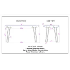 Alaterre Furniture Hairpin Natural Brown Live Edge Wood With Metal Bench -Nexera Furniture Store GUEST 428a3e54 ca52 4710 a0ec cc496d376858