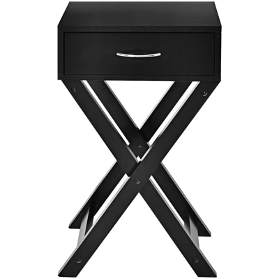 Tangkula 2PCS Modern Versatile Nightstand X-shape Wooden End Table With Drawer Accent Side Table For Bedroom Black/White 5 Tangkula 2PCS Modern Versatile Nightstand X-shape Wooden End Table With Drawer Accent Side Table For Bedroom Black/White - Image 3