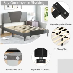 Costway Full/Qween/Twin Size Upholstered Platform Bed Frame Velvet Headboard Mattress Foundation -Nexera Furniture Store GUEST 44d08c00 b4a9 4db4 9d4a 26a0901445db