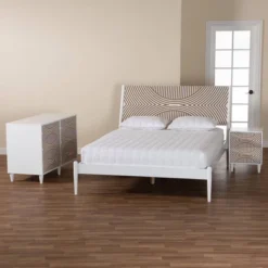 Baxton Studio King 3pc Louetta Carved Contrasting Bedroom Set White/Natural Brown -Nexera Furniture Store GUEST 44f24218 47f7 4031 a62e 264b6a6739db