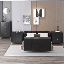 Festivo 4pc Modern Elegance Bedremm Chest And Dresser And 3 Drawer Nightstands Set Black -Nexera Furniture Store GUEST 459d0987 a115 4178 b7cc 5b7e48e03dc8