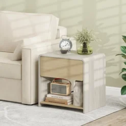 Tangkula 2 PCS Modern Style Nightstand 2-Tier Sofa Side Bedside Table W/ Drawer & Open Shelf -Nexera Furniture Store GUEST 46012c2a 7b6f 43e1 9ebf 4448b96cd994