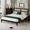 Queen/Full/King Size Rubber Wood Platform Bed With Rattan Headboard, Bed Frame With Support Legs - ModernLuxe -Nexera Furniture Store GUEST 46eb6c31 c42a 4c1f a69a cabc1d1ed1c9